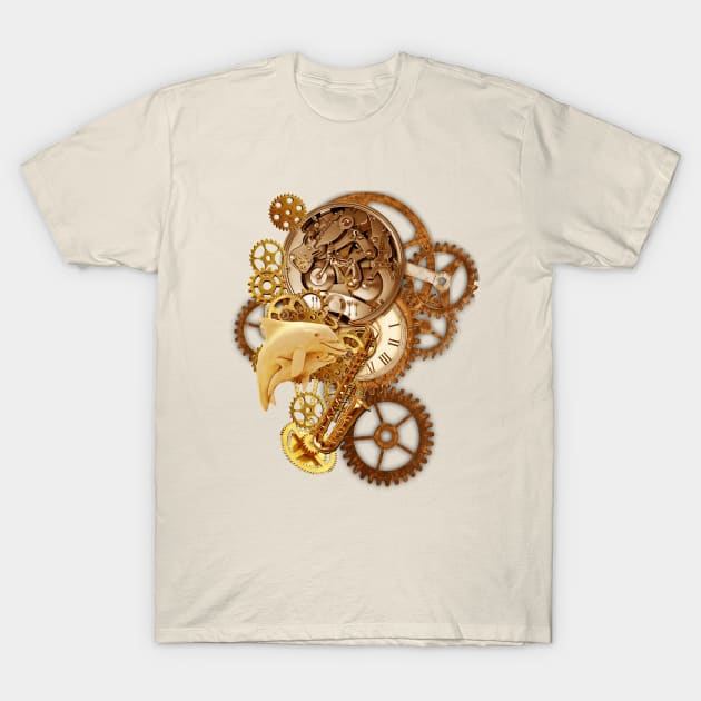 Steampunk-Copper-Art & Dolphins T-Shirt by Just Kidding by Nadine May